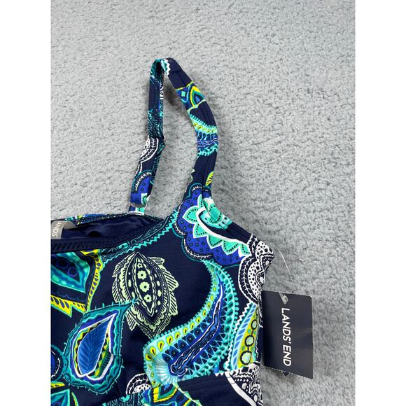 Lands End Womens Size 2 Green Blue Paisley Tankini Swim Top NWT - Picture 5 of 8